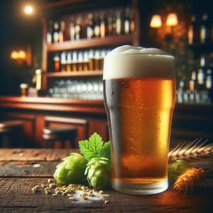 Cold Beer in Glass Pint with Frothy Head | Traditional Pub Ambience