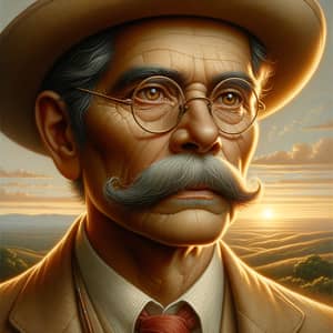 Detailed Portrait Artwork of Wise Hispanic Man in Late 19th Century Realism Style