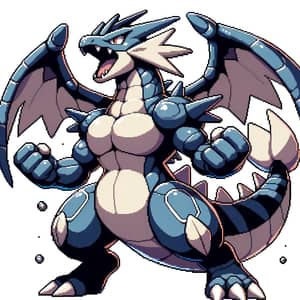 Epic Pixel Art of Pokémon Garchomp - Powerful Dragon Pose