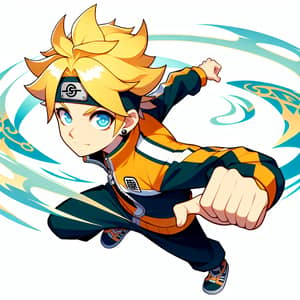 Energetic Anime Character with Spiky Yellow Hair