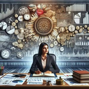 Efficient Budget Management & Accounting Excellence | Professional South Asian Woman at Desk