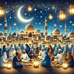 Ramadan Greetings: Multicultural Cityscape Celebration
