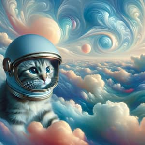 Cat in Astronaut Helmet: Astral Adventure in the Sky