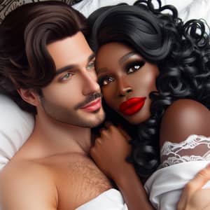 Intimate Connection: Feminine Gay Greek Man Embracing Curvy Black Woman