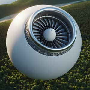 Isometric Jet Engine Soaring Above Forest | Photorealistic Image