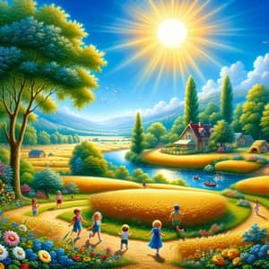 Vibrant Summer Day: Charming Countryside Landscape
