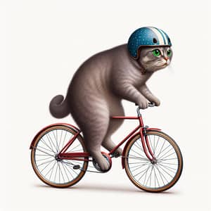 Whimsical Cat Riding Red Bicycle | Playful Surrealism