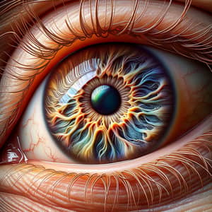 Hyperrealistic Eye Art: Detailed Close-up in Vibrant Colors