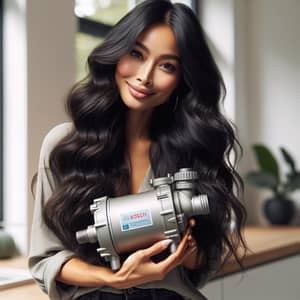 Stunning South Asian Woman Holding Bosch Unit Pump