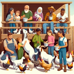 Feeding Goats and Chickens in a Diverse Community Farm