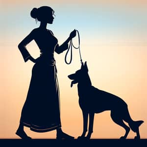 Middle-Eastern Woman with German Shepherd: Silhouette Confidence