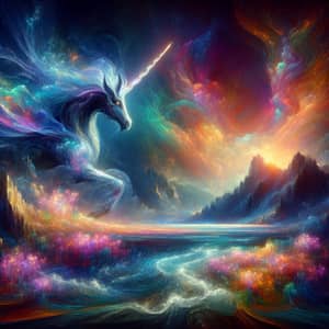 Majestic Dragon in Vibrant Fantasy Landscape