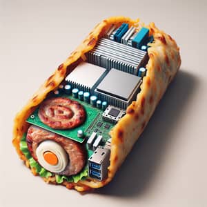 Computer Components Inside Kebab Meat Roll