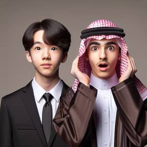 Korean Boys in Black Suit to Saudi Arabian Religious Attire