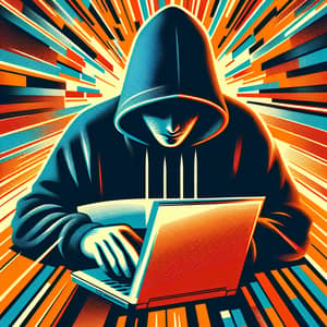 Engrossed Computer Hacker Illustration for Cyber-Crime Concept