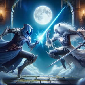 Intergalactic Knight Versus Fantasy Monster Hunter Combat