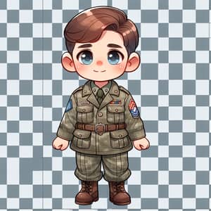Brave Boy Military Cartoon Drawing