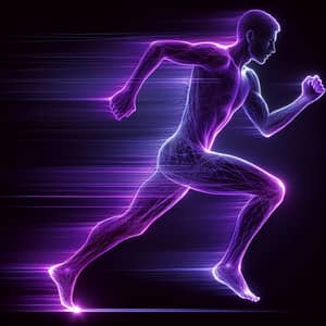 Neon Running Man in Purple Silhouette - Dynamic Purple Runner