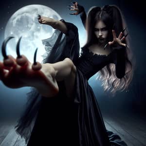 Gothic Vampire Girl | Long Skirt, Kicking Action | Spooky Aesthetic