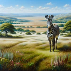 Zebra in Tranquil Landscape: Strikingly Beautiful Harmony
