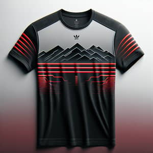 Athletic Black T-Shirt with Red Stripes - Sportswear Collection