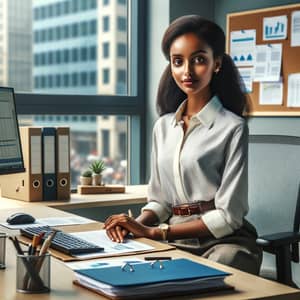 Confident Ethiopian Girl Manager in Professional Office Setting