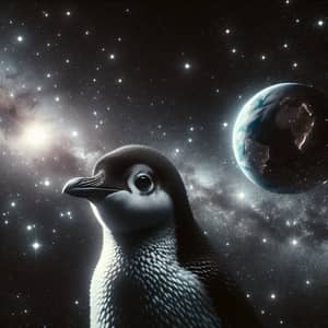 Penguin in Space: Curious Explorer of the Cosmos