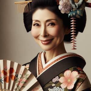 Stylish Japanese Woman in Kimono | Aged 45 | Graceful Charm