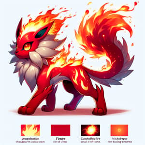 Fire-Type Creature - Fiery Quadruped with Bright Red-Orange Flames