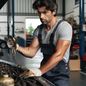 Professional Mechanic Fixing Car with Dirty Hands