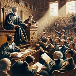 Historical Courtroom Scene: Fair Trial Depiction