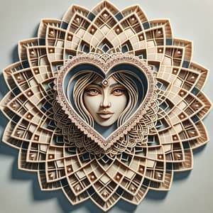 3D Mandala Geometry with Heart & Woman Face | Symmetrical Beauty
