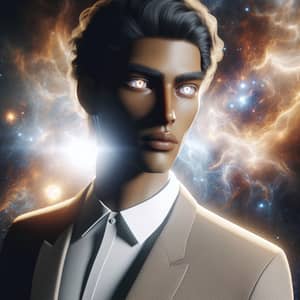 Ethereal South Asian Celestial Being in Elegant Suit