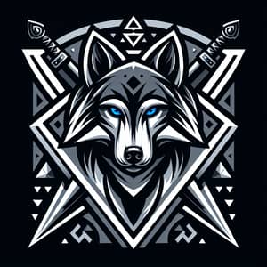 Wolf Warrior Emblem: Silver & Gray Palette with Fierce Silhouette