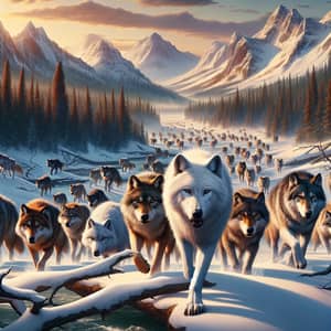 Epic Army of Wolves in Wild Setting - Strength and Unity