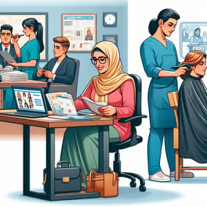 Middle-Eastern Mother: Hospital Administrator & Hairdresser