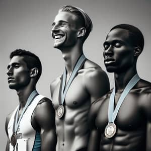 Diverse Athletes on Podium: Triumph and Disappointment