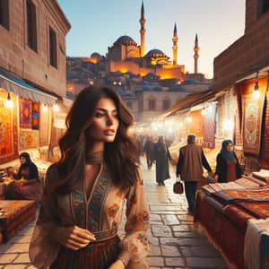 Beautiful Woman Exploring the City of Niğde, Turkey