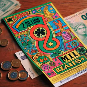 Colorful Brazilian-Style 2 Mil Reais Lottery Ticket with Lucky Symbols