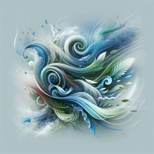 Dynamic Wind Art in Blues and Greens