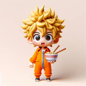 Adorable 3D Anime Character in Bright Orange Jumpsuit