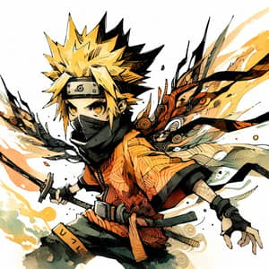 Spiky Yellow Hair Ninja Anime Character