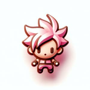 Japanese Anime Style Floating Character with Spiky Hair in Pink