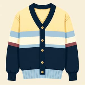 Navy Blue and Cream Sweater with V Neckline - Stylish Design