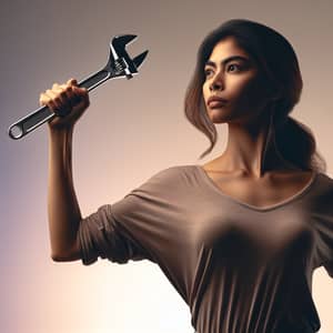Empowering South Asian Woman with Adjustable Wrench - Strength & Capability