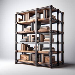 Industrial-Style Metal and Wood Bookshelf