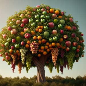 Unique Fruit Tree: Apple, Pear, Orange, Grapes, and Peaches