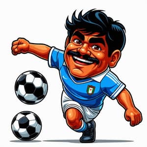 Diego Maradona Vector Cartoon Playing Football