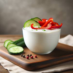 Creamy Yogurt with Cucumber and Red Bell Pepper