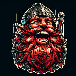 Gimli from Lord of the Rings. Just the head, laughing. Traditional tattoo style. Comic-like. 